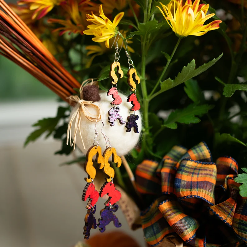 Hocus Pocus Dangle Earrings - Wood - Hypoallergenic